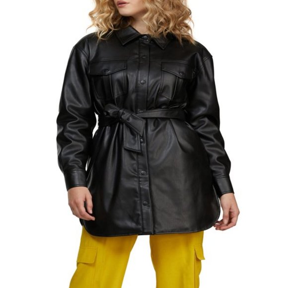 NVLT Jackets & Blazers - FREE SHIPPING! NVLT Women’s Vegan Leather Shirt Jacket